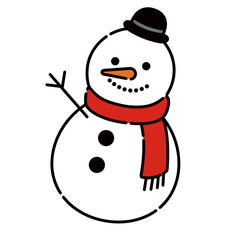 シンプルでかわいい雪だるまのイラスト