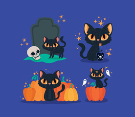 halloween cats set