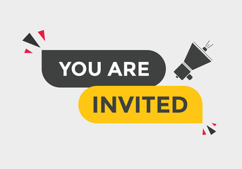 You are invited concept Colorful label sign template. You are invited symbol web banner.
