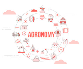 agronomy concept with icon set template banner and circle round shape