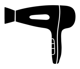 Hair dryer pictogram. Hairdressing equipment sketch. Professional tool icon. Illustration. Barber symbol