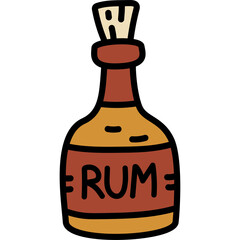 Rum bottle icon. Pirate item sketch. Doodle hand drawn illustration
