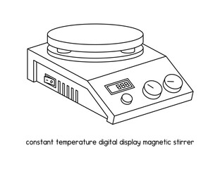 Constant temperature digital display magnetic stirrer diagram for experiment setup lab outline vector illustration