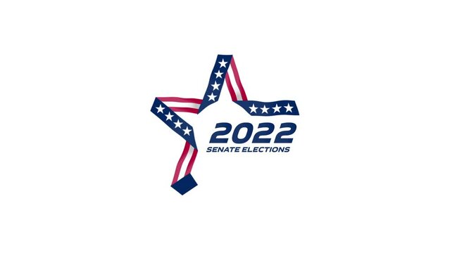 Video screensaver for Election voting. Senate elections 2022 in USA. Stylized star with american flag colors and symbols. Start of Political election campaign.