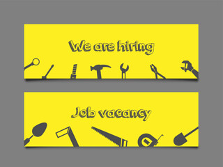 Technician and service tool small shadow on the grey background job and vacancy concept for media, website, poster banner template, copy space for text or design