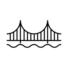 Silhouette bridge icon, urban architecture design, travel line construction symbol vector illustration