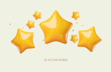 3D yellow stars. Win, award and show design element.