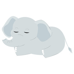 Sleeping baby Elephant. Cartoon vector illustration.  