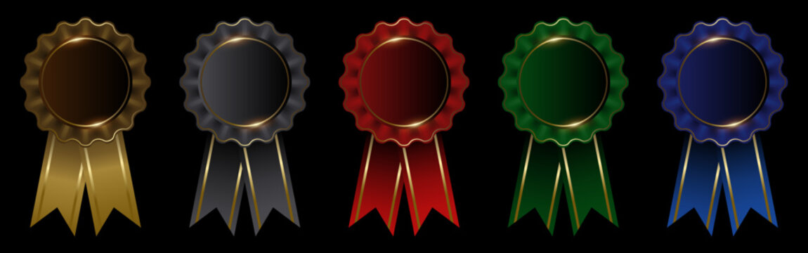Rosette badge design in five colors