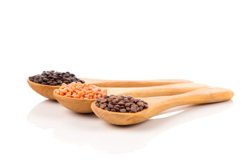 lentils in spoon isolated