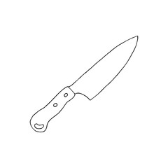 Sketch of a kitchen knife.Hand-drawn on a white background
