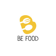 The logo of two circles is merged with the negative space of the spoon and fork, and forms a letter.