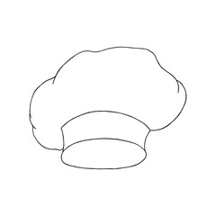 A sketch of a chef's hat, hand-drawn, highlighted on a white background.