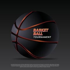 Tournament advertising banner poster with basketball
