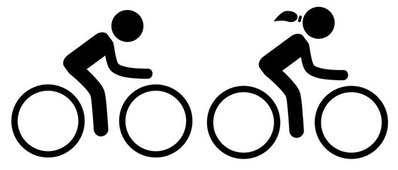 vector simple set 2, stickman, bicycle man and woman