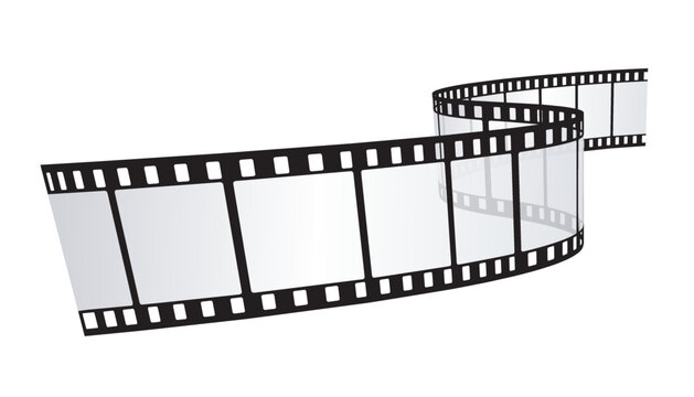 movie background with film reel , realistic 35 mm strip