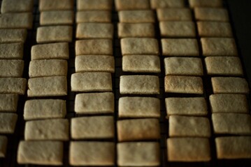 焼き上がった全粒粉のプレーンクッキー