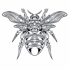 Vector illustration of bee ornament with premium quality stock