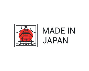 Made in Japan. Japanese logo and sticker. 