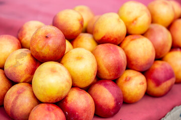 Group of ripe sweet nectarines 