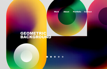 Circles and round shapes landing page abstract geometric background. Web page for website or mobile app wallpaper