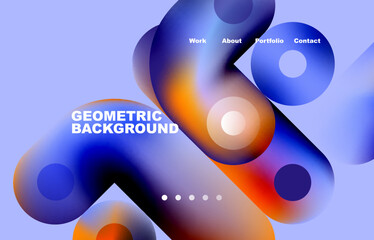 Website landing page abstract geometric background. Circles and round shapes. Web page for website or mobile app wallpaper