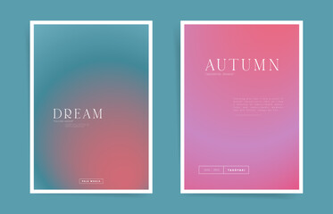 Gradient posters with minimal autumn design and modern typography. Vector blur creatives for sale flyer, poster template and web smooth design. 