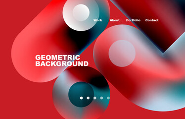 Website landing page abstract geometric background. Circles and round shapes. Web page for website or mobile app wallpaper