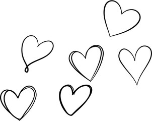 Group of Hearts Doodle Illustration