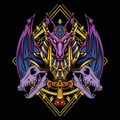 Illustration of god anubis with premium quality stock vector