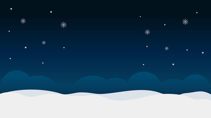 Fototapeta na wymiar Christmas Winter Night Sky with Snow Background