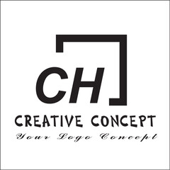Square CH 2 Letter Logo Creative	