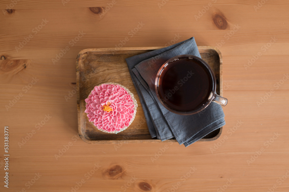 Wall mural Baking with cream in the shape of a flower