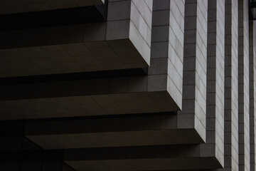 concrete walls of the business building