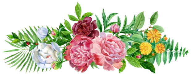 Rugzak Garden peony. Watercolor, hand painted, isolated © Andreichenko