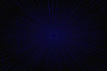 Blue dynamic motion on black background. Modern abstract high speed motion. Space tunnel pattern for banner or poster design background concept.
