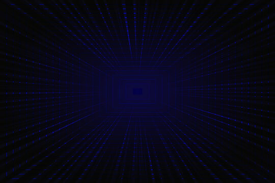 Blue dynamic motion on black background. Modern abstract high speed motion. Space tunnel pattern for banner or poster design background concept.