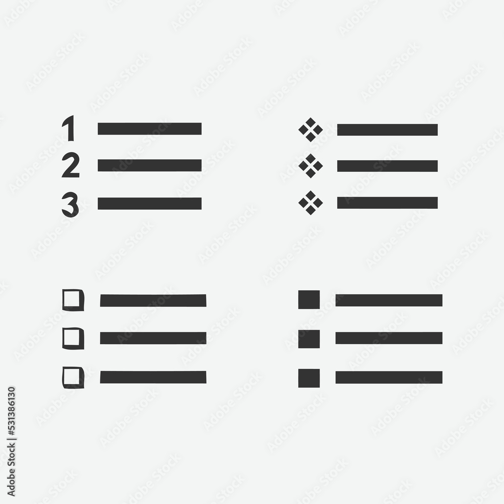 Poster list set vector icon. set of list icon symbol. list vector illustration on isolated background. list