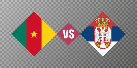 Cameroon vs Serbia flag concept. Vector illustration.