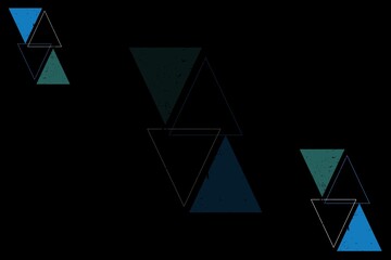 black abstract background with blue and green triangle elements