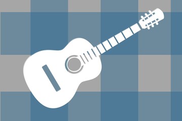 Gray and blue color abstract background with guitar elements