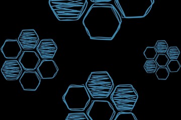 black abstract background with blue square elements