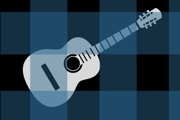 Black and blue color abstract background with guitar elements