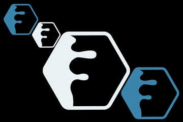 black abstract background with blue and white elements