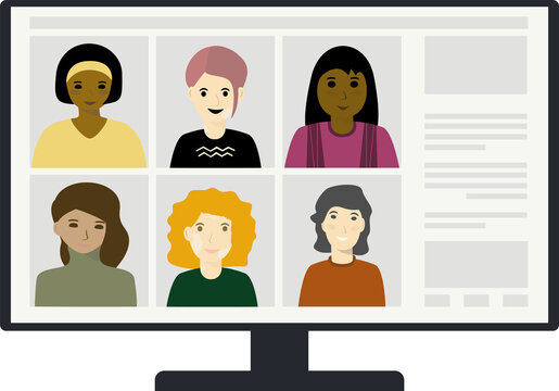 Video conference. Online meeting. Computer screen Work and study at home.