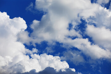 High clouds in the summer sky. Sky background. Meteorological observations of the sky.