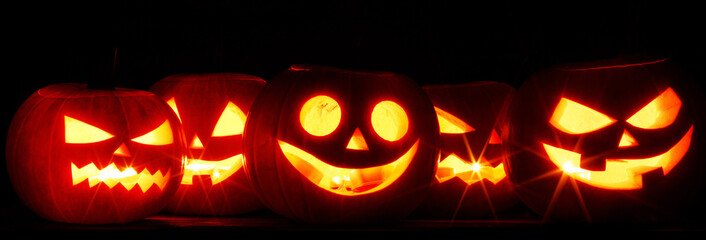 Five Halloween lantern pumpkins