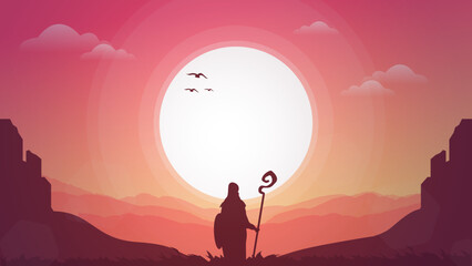 witch background. witch illustration wallpaper watching the sunset. sunset background for desktop.