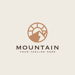 Mountain Adventure and Outdoor Vintage Logo Template. Badge or Emblem Style. Vector Illustration