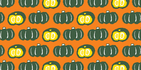かぼちゃのシームレスパターン（オレンジ）